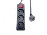 MicroConnect 3-way Power Strip on/off switch French Type E, 1.5m