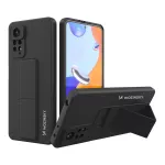 Wozinsky Xiaomi Redmi Note 11 Pro musta vrvi silikoonist mbris koos seisukannaga