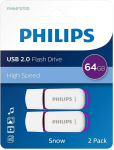 Philips 64GB Snow USB 2.0 2-Pack Purple FM64FD70D/00