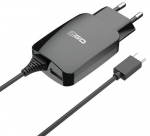 2GO Laadija 12W 1-port 1x USB-A koos USB-C kabeliga 140cm must