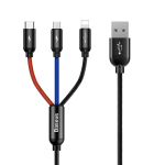 Baseus Kolm phivrvi 3in1 USB-A - micro USB / Lightning / USB-C 3.5A kaabel 0,3 m - must - OUTLET