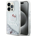 Hello Kitty HKHCP15LLIKHET iPhone 15 Pro 6.1" srebrny/hbedane kvakott Liquid Glitter Charms Kitty Head