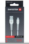 Swissten Phi-kiirlaadimiskaabel 3A Micro USB, andmete ja laadimiskaabel, 1 m, valge