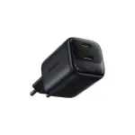 Baseus Seinaplugi kiire laadija EnerFill FE22 45W 2xUSB-C QC PD USB-C kaabliga 1m, must