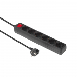 MicroConnect 6-way Schuko Socket on/off Switch 1.5M Black