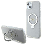 GUESS GUHMP15MHRSGSD iPhone 15 Plus / 14 Plus 6.7" przezroczysty/transparent hardcase Ring Stand Script Glitter MagSafe