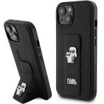 Karl Lagerfeld KLHCP15SGSAKCPK iPhone 15 / 14 / 13 6.1" tarny/must kvakaaneline Gripstand Saffiano Karl AND Choupette Pins
