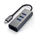Satechi USB-C alumiiniumist henduskeskus 3 USB 3.0 pordiga ja Ethernetiga (RJ45) USB-C mitmeportne henduskeskus Gigabit Ethernetiga MacBooki ja iPa jaoks