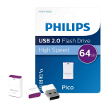 PHILIPS 64 GB Pico USB 2.0 Valge/Lilla