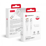 USB-kaabel A-pistikust USB-C-pistikusse Forcell F-Energy QC4.0 3A 66W silikoonsest 1 m C342 valge