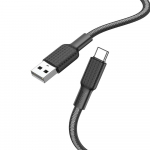 Hoco USB-kaabel A-st USB-C-sse, 3A, 1 m, X69, must valge