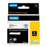 DYMO Rhino Industrial Permanent Polyester Labels | 12 mm x 5.5 m | Black Print on Clear | Self-Adhesive | for LabelManager AND amp; Rhino Label Makers