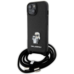 Karl Lagerfeld KLHCP15SSAKCPSK iPhone 15 / 14 / 13 6.1" kvakott tarna/must ristkeha Saffiano metallist Pin Karl AND Choupette