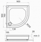 PAA Klassikaline 900x900 mm r=550 Valge