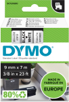 DYMO D1 lind 9 mm x 7 m, must valge taustaga (S0720680)
