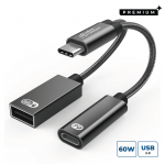 MicroConnect Premium USB-C to USB-C PD and USB-A 2.0 Female Adapter,