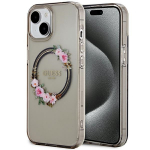 GUESS GUHMP15SHFWFCK iPhone 15 / 14 / 13 6.1" tarny/must hardcase IML Flowers Wreatch MagSafe