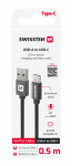 Swissten Tekstiilist USB / USB-C andmekabel 0,5 m must