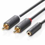 UGREEN 10588 helikaabel 1 m 2 x RCA 3,5mm must