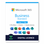 Microsoft 365 Business Standard 1 Year | 1 User (5 PCs/Macs-5 Tablets-5 Mobile devices) - Digital Licence