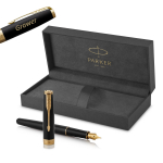 Parker Sonnet Black Lacquer GT t&auml;itesulepe (M terasest sulepea) graveeringuga Eksklusiivne kingitus
