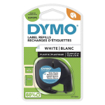 DYMO LetraTag Plastiklint 12mm x 4m / must valgel (S0721560 / S0721660) &ndash; 10 tk.