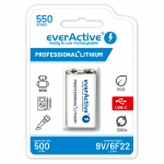 EverActive 6F22/9V Li-ion aku 9V 550 mAh koos USB T&Uuml;&Uuml;P C-ga