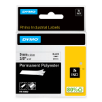 DYMO Rhino pol&uuml;esterteip 9 mm x 5,5 m / must valgel (18482)