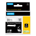 DYMO Rhino pol&uuml;esterteip 9 mm x 5,5 m / must l&auml;bipaistval peal (18508)