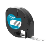 DYMO LetraTag Plastiklint 12mm x 4m / must valgel (S0721560 / S0721660)