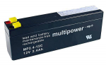 Aku Multipower MP2.4-12C 12V 2.4Ah AGM hooldusvaba aku ts&uuml;kliliseks t&ouml;&ouml;ks