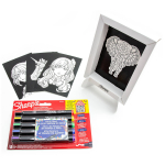 5 v&auml;rvi Sharpie akr&uuml;&uuml;lmarkeri komplekt koos v&auml;rviraamatuga