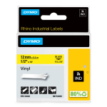 DYMO Rhino vin&uuml;&uuml;lteip 12 mm x 5,5 m / must kollasel (18432)