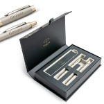 Parker IM Monochrome Champagne - t&auml;itesulepliiats (F) + Graveeringuga pliiats elegantses karbis