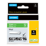 DYMO Rhino vin&uuml;&uuml;lteip 12 mm x 5,5 m / valge rohelisel (1805414)