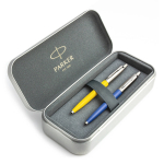 Parker Jotter Originals Yellow ja Blue Pastapliiatsi kinkekomplekt metallkorpusega