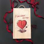 Puidust karp kahele pudelile "Kaks s&uuml;dant - &uuml;ks lugu"