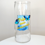 Klaasist vaas "Palju &otilde;nne s&uuml;nnip&auml;evaks!"