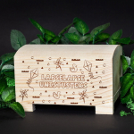 Puidust graveeritud rahakarp - laegas "Lapselapse unistusteks"