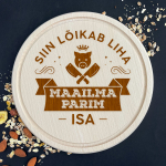 Puidust, graveeringuga l&otilde;ikelaud "Siin l&otilde;ikab liha maailma parim isa"