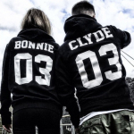 Kapuutsiga pusade komplekt "Bonnie & Clyde" (valitud numbritega)