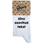 Valged naiste sokid Sinu valitud tekstiga