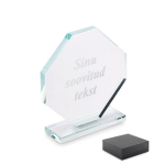 Klaasist trofee kinkekarbis "RUMBO" Sinu valitud tekstiga