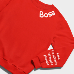 Pusa "Boss - t&ouml;&ouml;tajate pisarate eest" (ilma kapuutsita) tr&uuml;kiga varrukal.