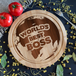 &Uuml;mmargune bambusest l&otilde;ikelaud "World's best boss"