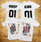 T-s&auml;rkide komplekt &bdquo;King & Queen&ldquo;, pealetr&uuml;kk rinnal ja seljal