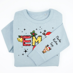 UNISEX pastelne "Sully" pusa "J&otilde;ulu ema&ldquo; laste nimedega varrukal