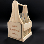Puidust pudelikarp soovitud tekstiga