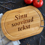 Ovaalne bambusest l&otilde;ikelaud Sinu soovitud tekstiga