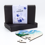 Puidust s&uuml;damekujuline pusle "Silmapilk" Sinu valitud pildiga (17x17 cm)